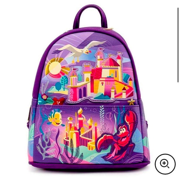 LOUNGEFLY DISNEY LITTLE MERMAID ARIEL CASTLE SERIES MINI BACKPACK - Picture 1 of 1